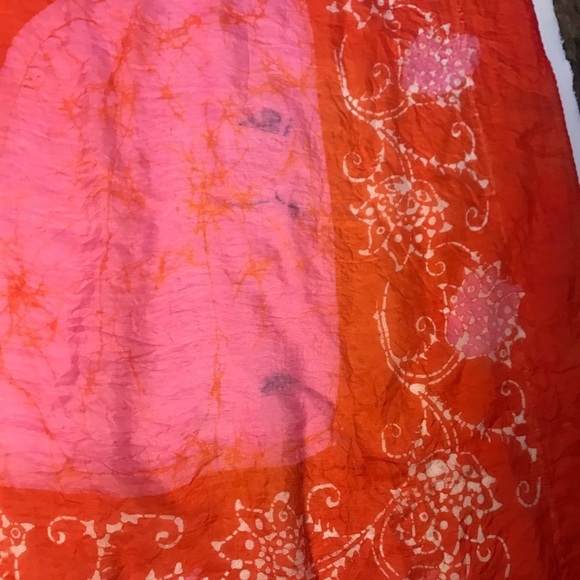 Vintage Tie Dye Silk Scarf Mandala Print Red&Pink - Picture 7 of 8